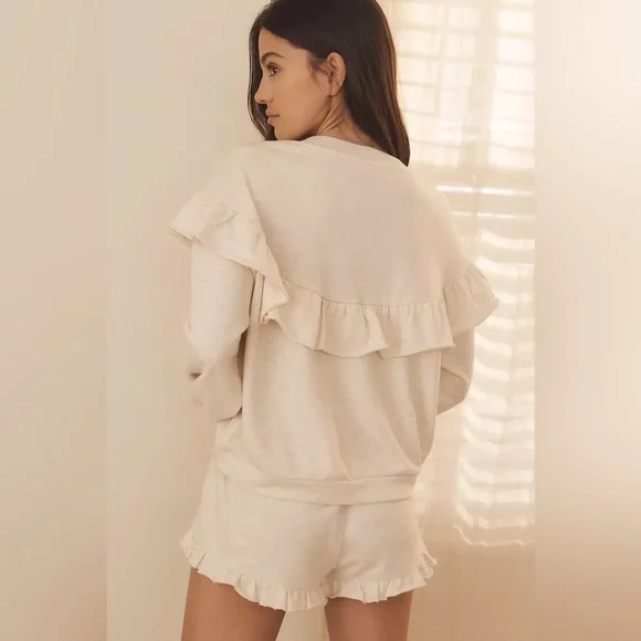 NWT Size XL - By Anthropologie Ruffle Sweatshirt - Picture 3 of 13